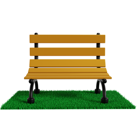 잔디밭 위의 공원 벤치  3D Icon