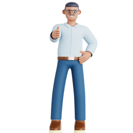 親指を立てている男性  3D Icon