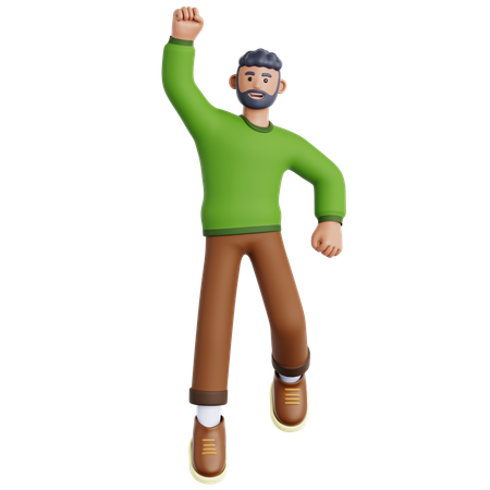 ジャンプする幸せな男  3D Icon