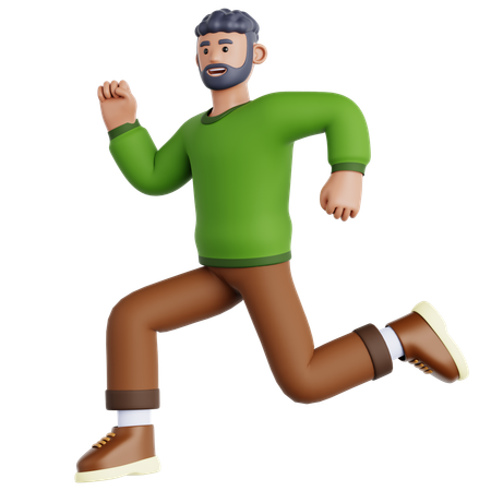 ジャンプする幸せな男  3D Icon