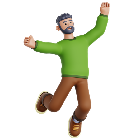 ジャンプする幸せな男  3D Icon