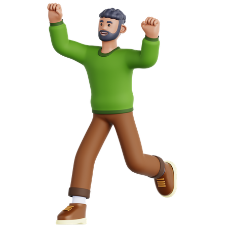 走っている幸せな男  3D Icon
