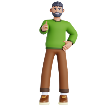親指を立てている男性  3D Icon