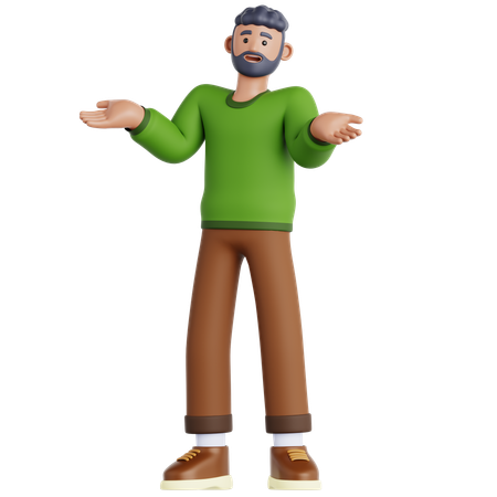 困惑した男性  3D Icon