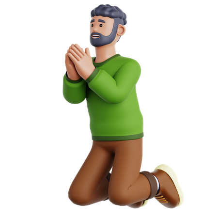 物乞いをする男性  3D Icon
