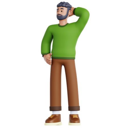 困惑した男性  3D Icon