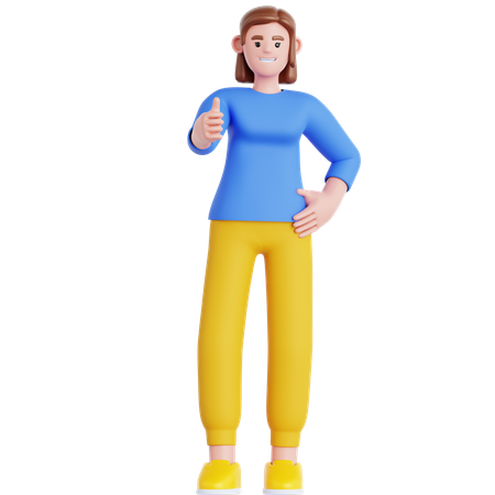 親指を立てている女性  3D Icon