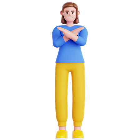 反対意見を示す女性  3D Icon