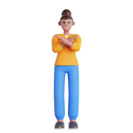 反対意見を示す女性  3D Icon