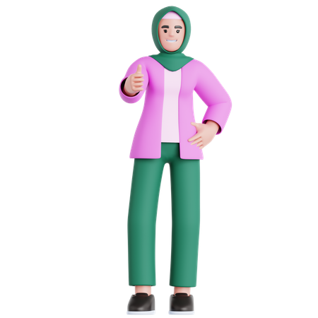 親指を立てている女性  3D Icon