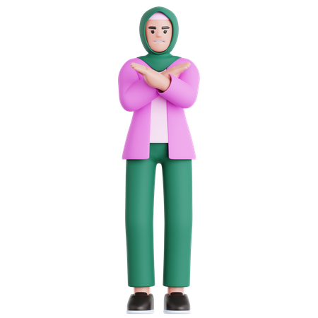 反対意見を示す女性  3D Icon