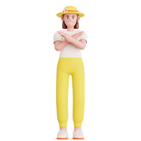 反対意見を示す女性  3D Icon