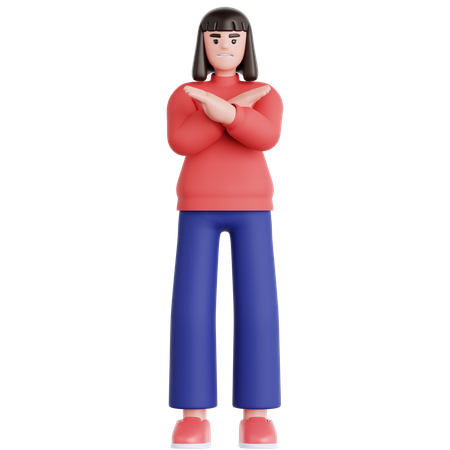 反対意見を示す女性  3D Icon