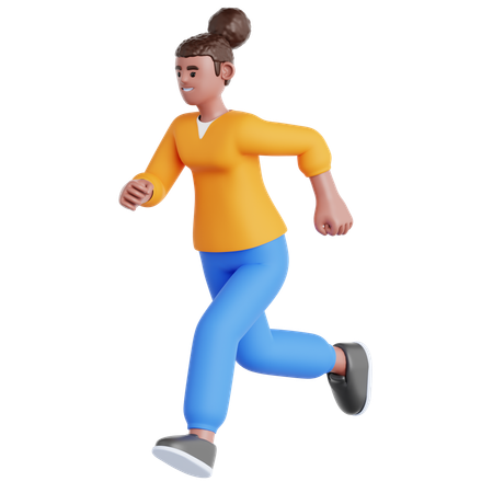 走る女性  3D Icon