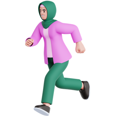 走る女性  3D Icon
