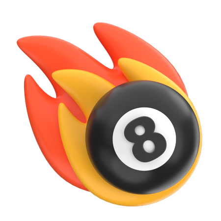 불이 붙은 당구공  3D Icon