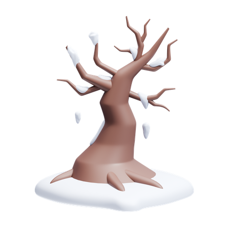 눈 덮인 벌거벗은 나무  3D Icon