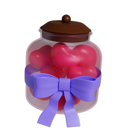 リボンの付いたハート型の瓶  3D Icon