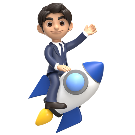 로켓에서 성공한 사업가  3D Icon
