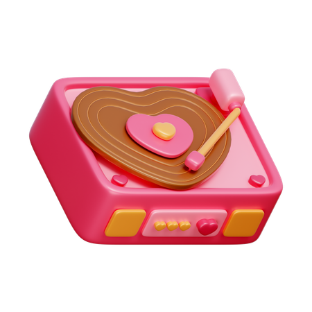 ハートのヴィンテージターンテーブル  3D Icon