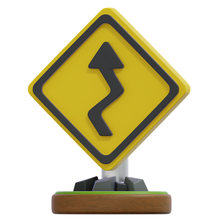 ジグザグの道路標識  3D Icon