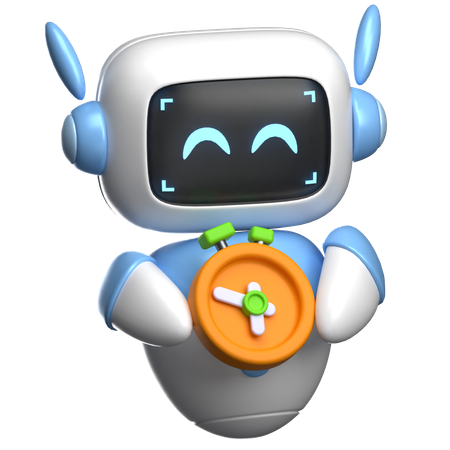 알람 시계를 들고 있는 로봇  3D Icon