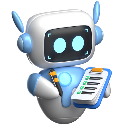 체크리스트를 들고 있는 로봇  3D Icon