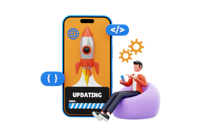 프로젝트를 진행하는 애플리케이션 개발자  3D Icon
