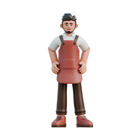바리스타 서 있는  3D Icon