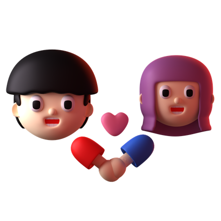 手を繋ぐバレンタイン  3D Icon