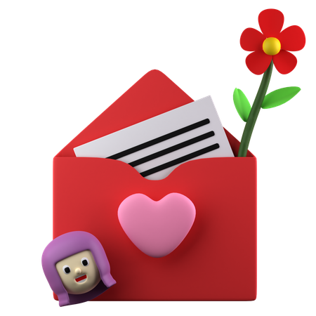 手紙愛  3D Icon