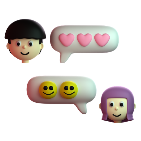 チャット 愛  3D Icon