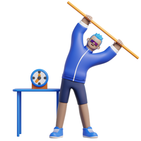 棒を使って運動する男性  3D Icon