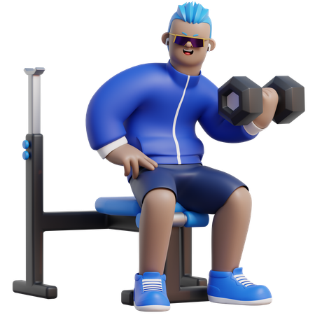 男性がジムでダンベルを持ち上げている  3D Icon