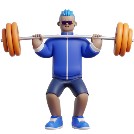 男性が大きなバーベルを持ち上げている  3D Icon