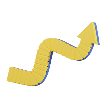 ジグザグ方向矢印  3D Icon