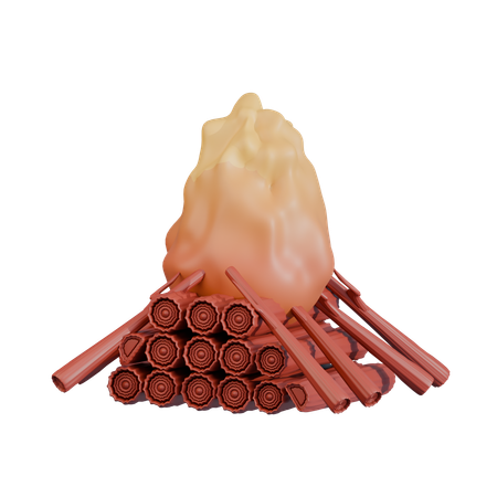 캠프파이어 통나무 피라미드 형성  3D Icon