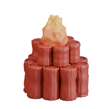 수직 통나무 불 모닥불  3D Icon