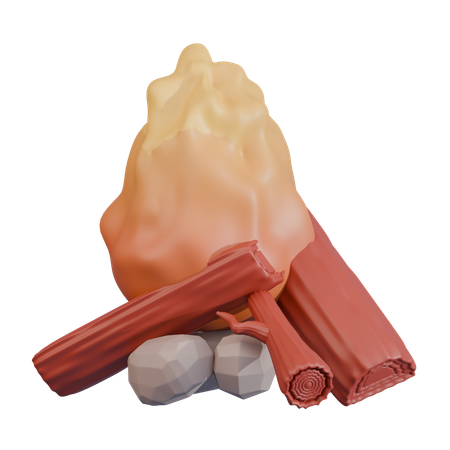 바위를 지지하는 불  3D Icon