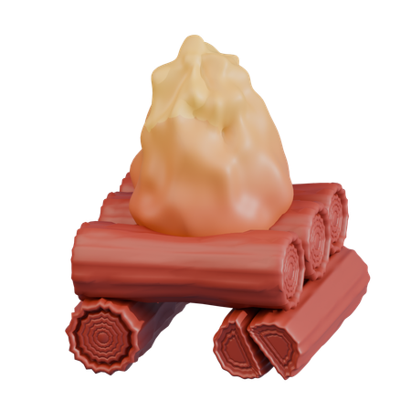 쌓인 통나무 층으로 불을 피우다  3D Icon