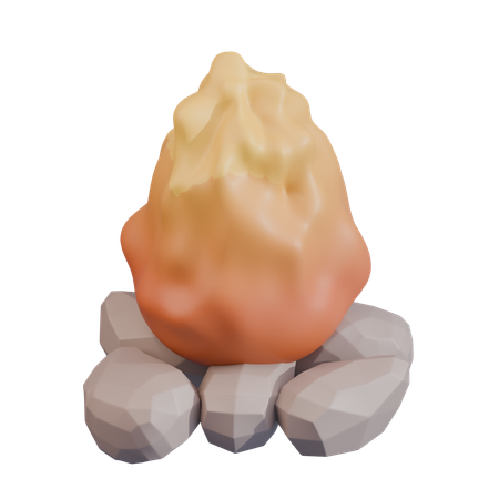 불타는 불꽃이 있는 돌 화덕  3D Icon