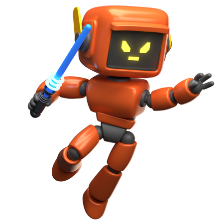 오렌지 로봇 파이팅  3D Icon