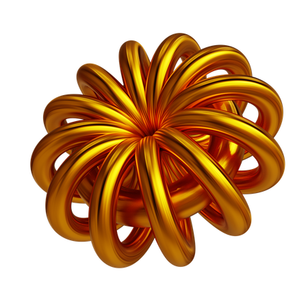 금색 꽃 추상  3D Icon