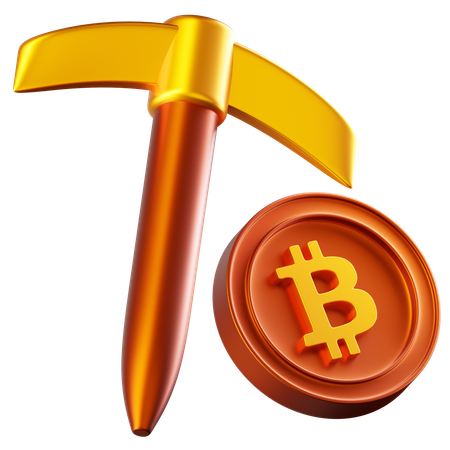 ビットコイン採掘用つるはし  3D Icon