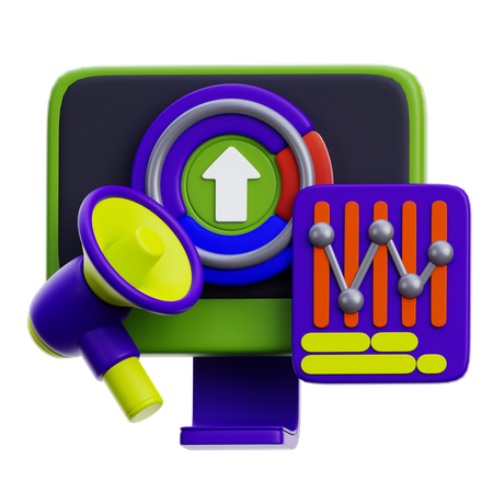 데이터 시각화를 통한 디지털 마케팅  3D Icon