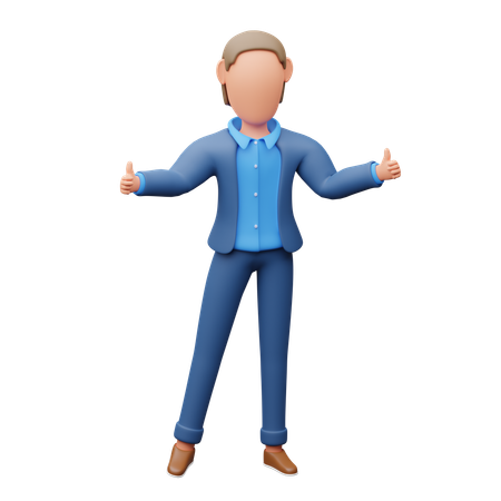 両手の親指を立てたビジネスマン  3D Icon