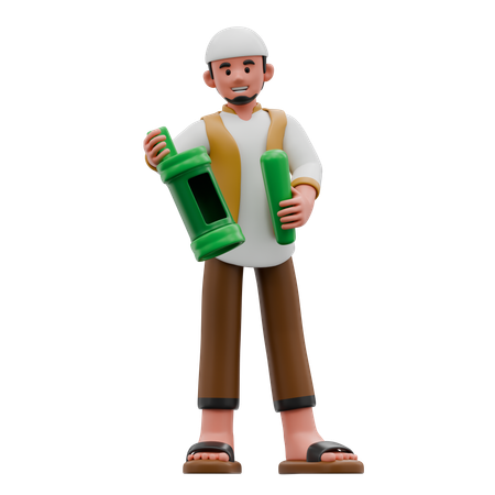 무슬림 남자가 징을 두드린다  3D Icon