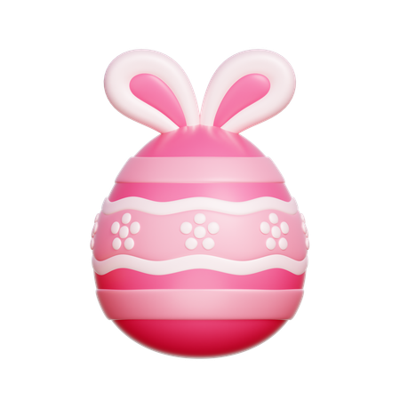 ウサギの耳が付いたイースターエッグ  3D Icon