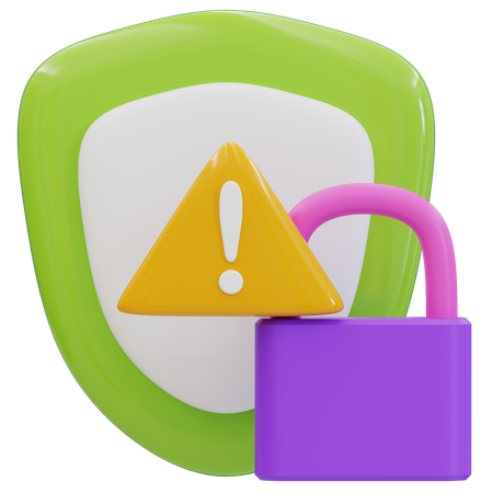 ロック付きデータセキュリティ警告  3Dアイコン