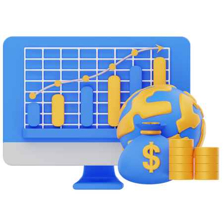 해외 투자  3D Icon